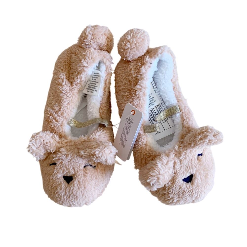Gymboree NEW Pink Animal Critter Fuzzy Slippers - Medium
